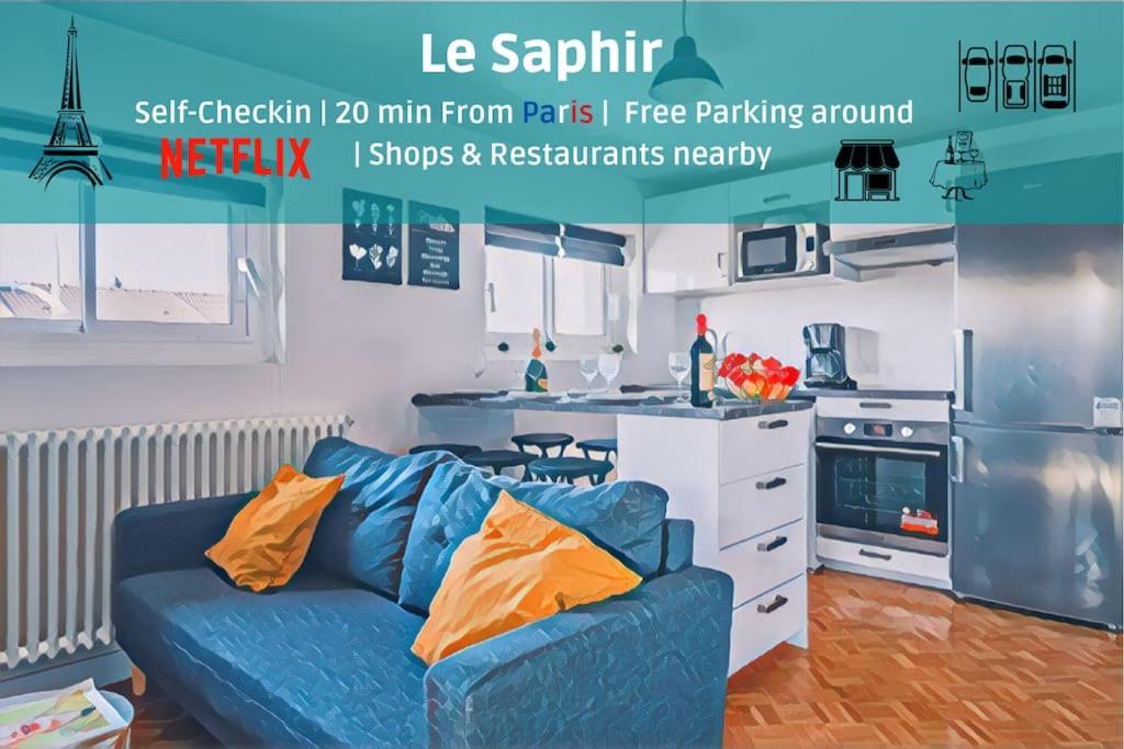 Le Saphir - 20Min From Paris & Cdg Airport - 2 Bathrooms - 2 Desks Дрансі Екстер'єр фото